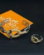 طقم أناقة فاخرة بلونين ذهبي وسيلفر - Image 3